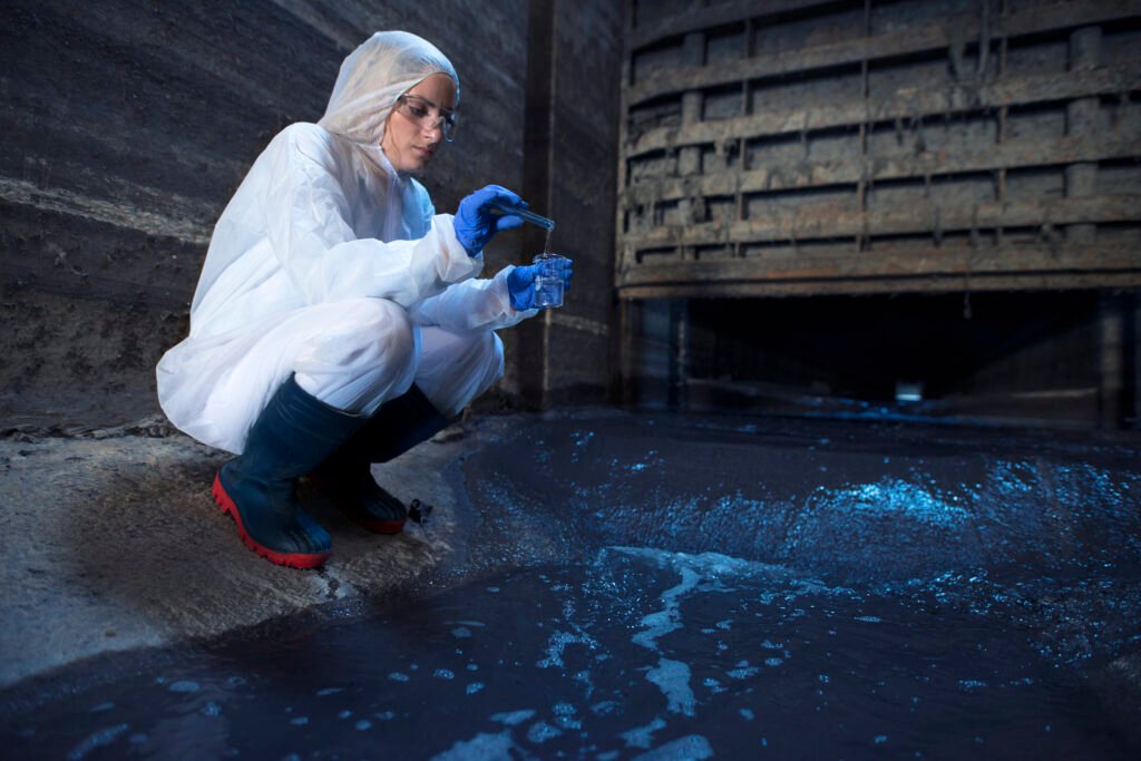 Worker installing foundation drainage and moisture barrier system to protect New York home from water damage.